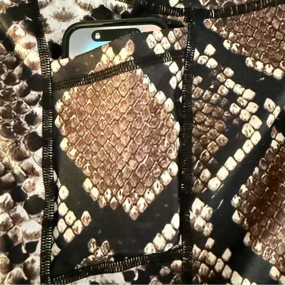 Brown Python Print Leggings. Compression Yoga Pants. - Picture 7 of 7